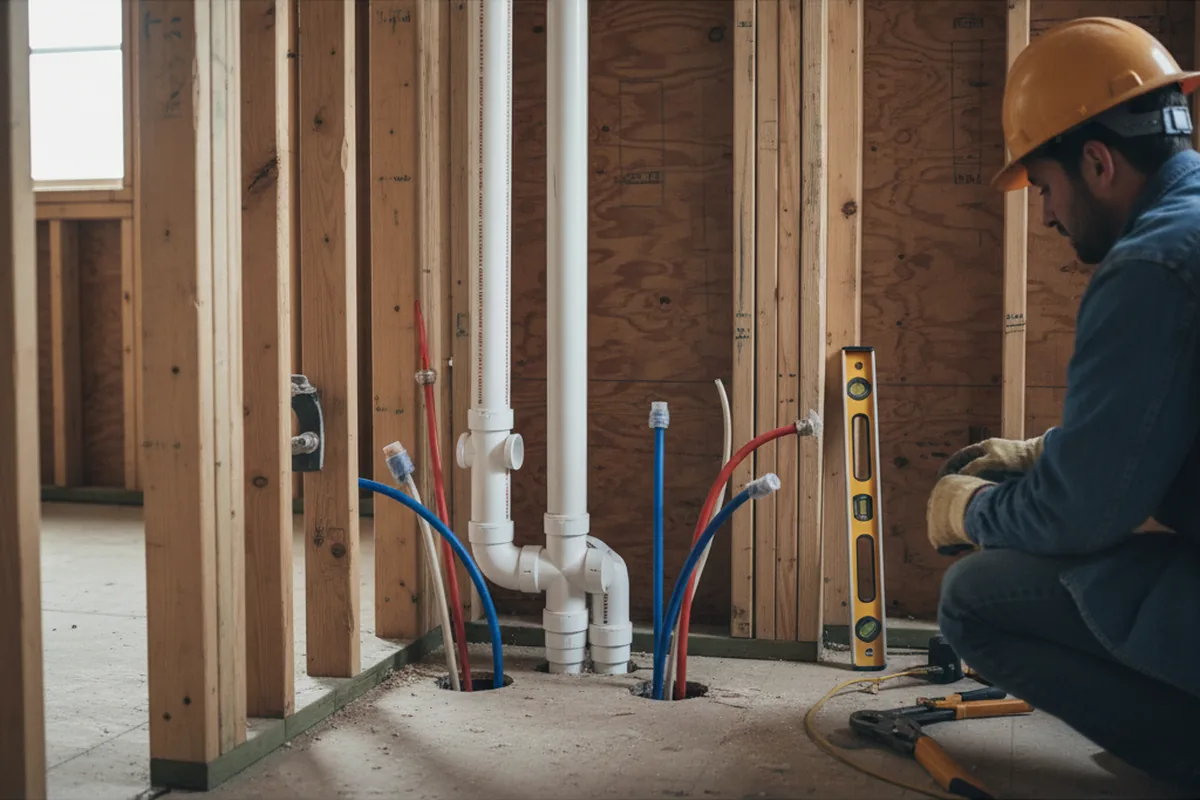 Drain and supply rough-in during Drain Cleaning in Maxwell